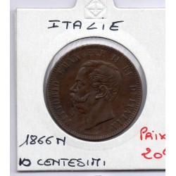 Italie 10 centesimi 1866 N Naples TTB+,  KM 11 pièce de monnaie