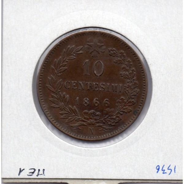 Italie 10 centesimi 1866 N Naples TTB+,  KM 11 pièce de monnaie