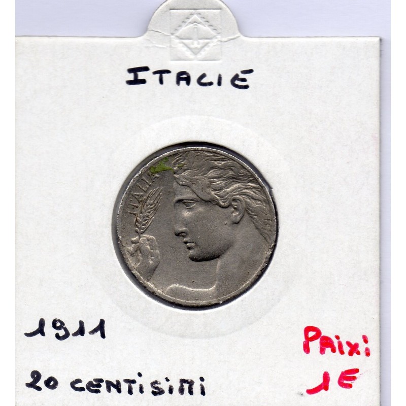 Italie 20 centesimi 1918 surfrappe sur KM 28 TTB,  KM 58 pièce de monnaie