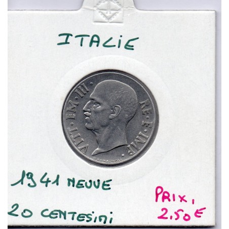 Italie 20 centesimi 1941 Magnétique striée Sup+,  KM 75b pièce de monnaie