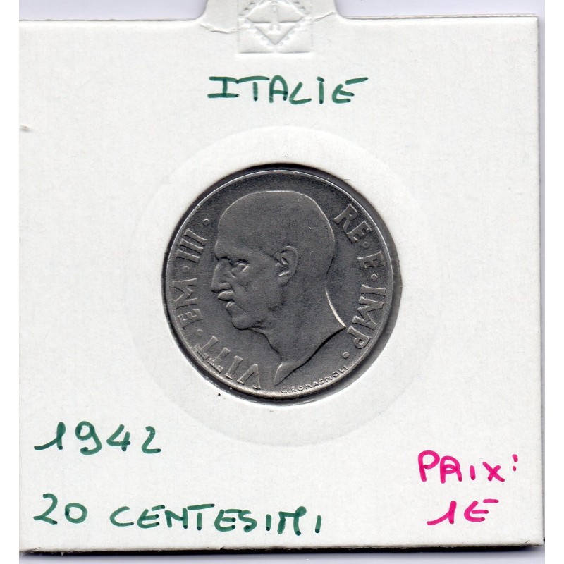 Italie 20 centesimi 1942 Magnétique striée Sup,  KM 75b pièce de monnaie