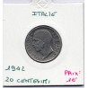 Italie 20 centesimi 1942 Magnétique striée Sup,  KM 75b pièce de monnaie