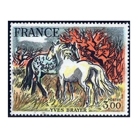 Timbre France Yvert No 2026 Yves Brayer "Chevaux de Camargue"