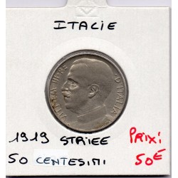 Italie 50 centesimi 1919 striée TTB+,  KM 61.2 pièce de monnaie