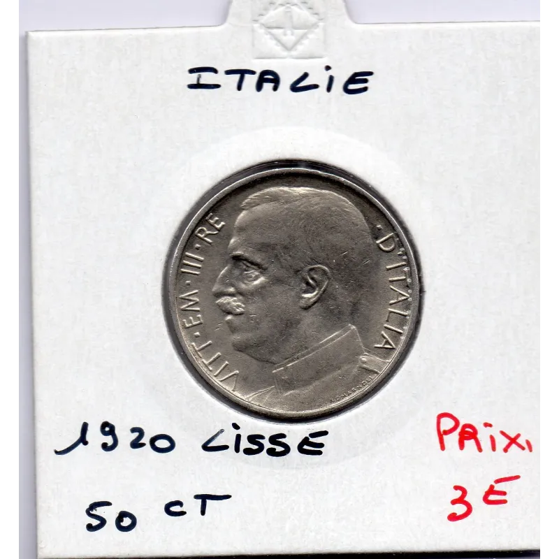 Italie 50 centesimi 1920 Lisse Sup, KM 61.1 pièce de monnaie Italie 50 centesimi 1920 Lisse Sup, KM 61.1 pièce de monnaie