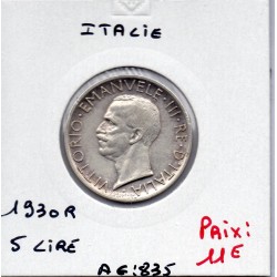 Italie 5 Lire 1930 TTB,  KM 67 pièce de monnaie