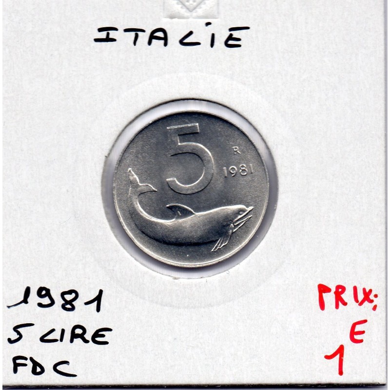 Italie 5 Lire 1981 FDC,  KM 92 pièce de monnaie