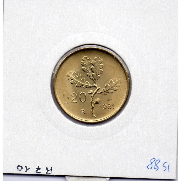 Italie 20 Lire 1981 FDC,  KM 97 pièce de monnaie