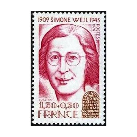 Timbre France Yvert No 2032A Simone Weil