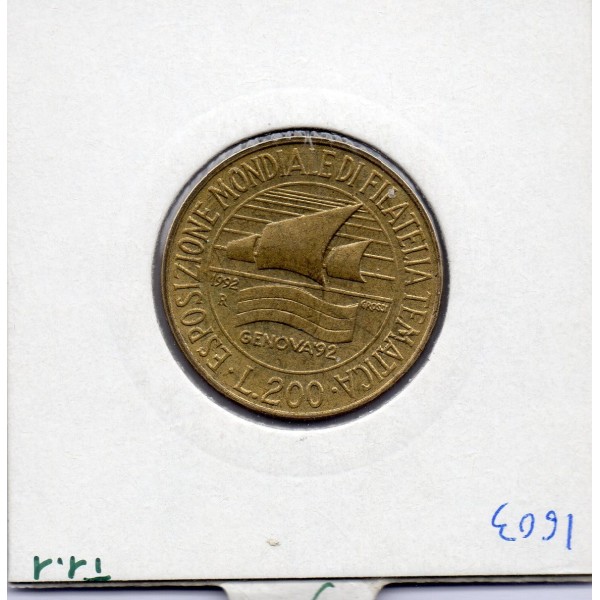 Italie 200 Lire 1992 Exposition Philatelique Sup,  KM 151 pièce de monnaie