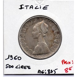 Italie 500 Lire 1960 TTB,  KM 98 pièce de monnaie