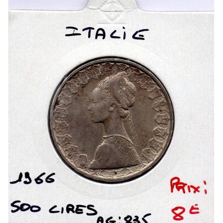 Italie 500 Lire 1966 TTB,  KM 66 pièce de monnaie