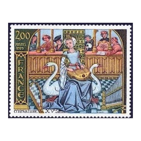 Timbre France Yvert No 2033 Miniature du XVe siècle sur la musique