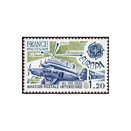 Timbre France Yvert No 2046 Europa "Simoun" aviation postale intérieure