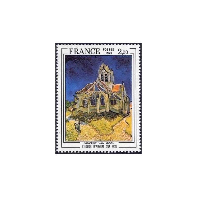 Timbre France Yvert No 2054 Vincent van Gogh, église d'Auvers-sur-Oise