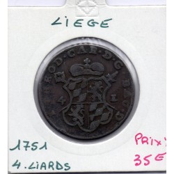 Liège Jean-Théodore de Bavière, 4 Liards 1751 TB+, KM 159 pièce de monnaie