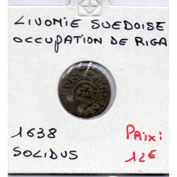 Livonie Suédoise 1 Solidus 1638 TB, KM 21 pièce de monnaie