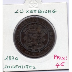 Luxembourg 10 centimes 1870 sans point TB, KM 23 pièce de monnaie