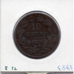 Luxembourg 10 centimes 1870 sans point TB, KM 23 pièce de monnaie