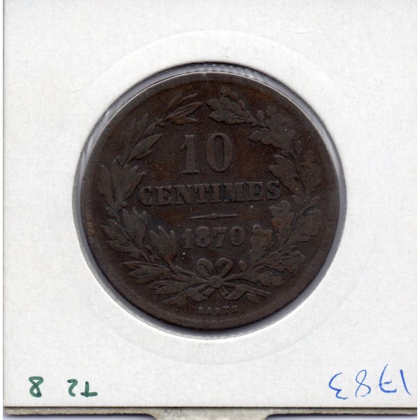 Luxembourg 10 centimes 1870 sans point TB, KM 23 pièce de monnaie