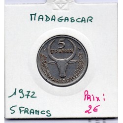 Madagascar 5 francs 1972 Sup, KM 10 pièce de monnaie