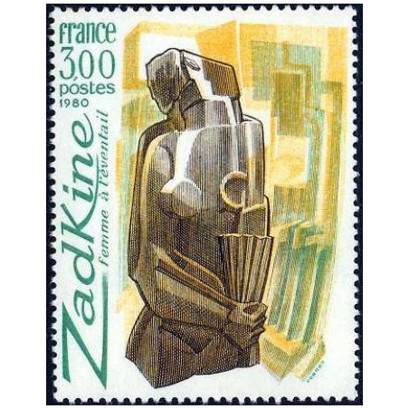 Timbre France Yvert No 2074 Zadkine, Femme à l'éventail