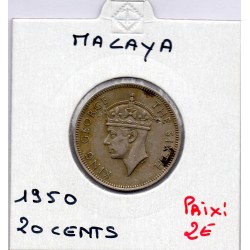 Malaya 20 cents 1950 TTB+, KM 9 pièce de monnaie