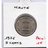 Malte 5 cents 1976 Sup, KM 10 pièce de monnaie