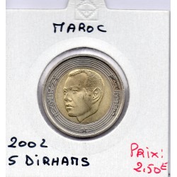 Maroc 5 dirhams 1423 AH - 2002 Sup, KM Y109 pièce de monnaie