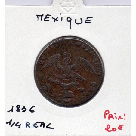 Mexique 1/4 real 1836 Mexico TTB, KM 358 pièce de monnaie