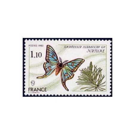 Timbre France Yvert No 2089 Papillon, Graellsia isabellae gr
