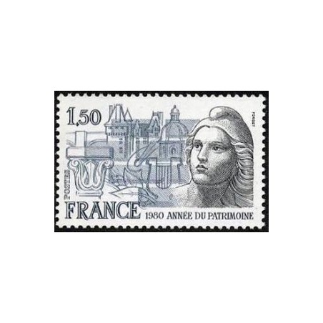 Timbre France Yvert No 2092 Année du Patrimoine