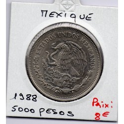 Mexique 5000 Pesos 1988 Sup, KM 536 pièce de monnaie