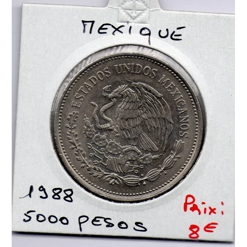 Mexique 5000 Pesos 1988 Sup, KM 536 pièce de monnaie Mexique 5000 Pesos 1988 Sup, KM 536 pièce de monnaie