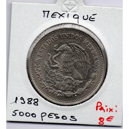 Mexique 5000 Pesos 1988 Sup, KM 536 pièce de monnaie
