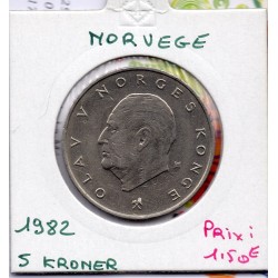 Norvège 5 Kroner 1982 TTB, KM 420 pièce de monnaie