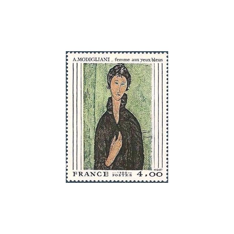 Timbre France Yvert No 2109 Amadeo Modigliani, femme aux yeux bleus