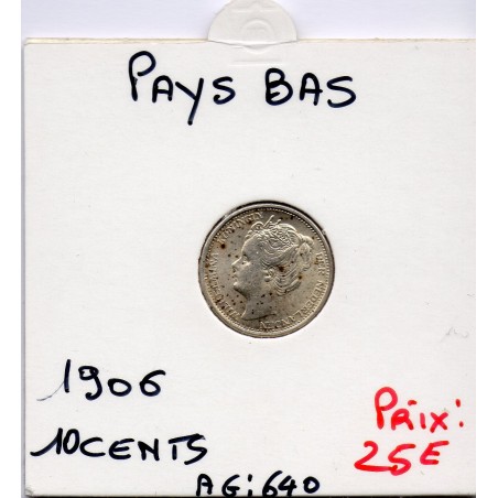 Pays Bas 10 cents 1906 Sup, KM 136 pièce de monnaie