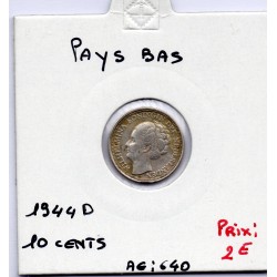 Pays Bas 10 cents 1944 D TTB, KM 163 pièce de monnaie