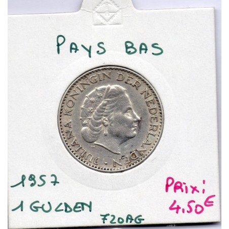 Pays Bas 1 Gulden 1957 TTB, KM 184 pièce de monnaie
