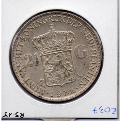 Pays Bas 2 1/2 Gulden 1932 TTB, KM 165 pièce de monnaie