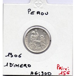 Pérou 1 dinero 1906 Sup, KM 204 pièce de monnaie