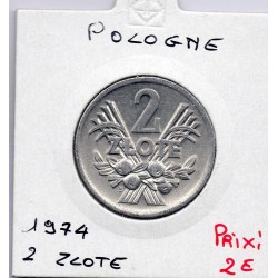 Pologne 2 Zlote 1974 Sup, KM 46 pièce de monnaie