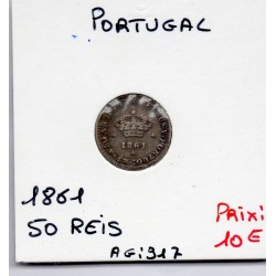 Portugal 50 reis 1861 TTB, KM 493 pièce de monnaie