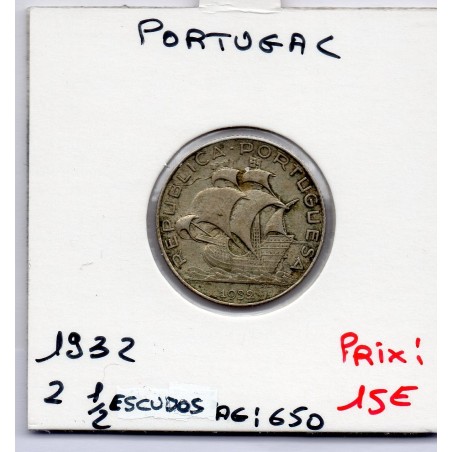 Portugal 2.5 escudos 1932 TTB, KM 580 pièce de monnaie