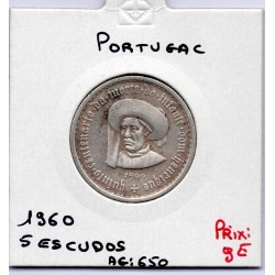 Portugal 5 escudos 1960 TB, KM 587 pièce de monnaie