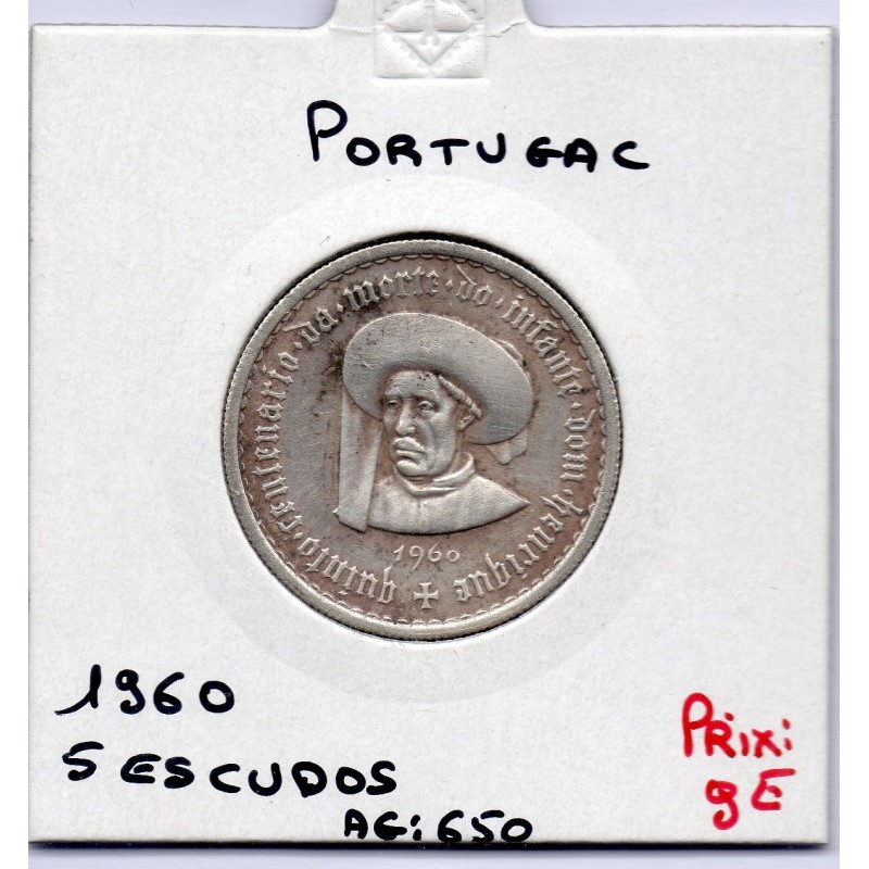 Portugal 5 escudos 1960 TB, KM 587 pièce de monnaie