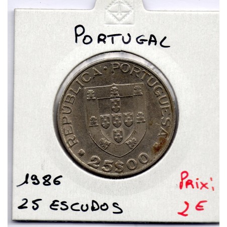 Portugal 25 escudos CEE 1986  Sup, KM 635 pièce de monnaie