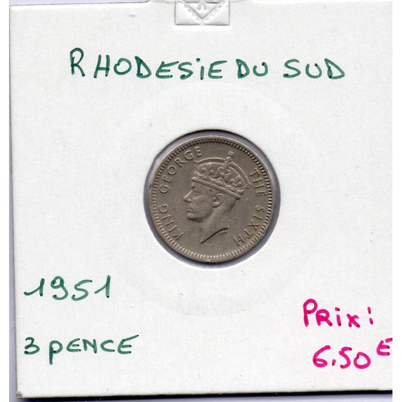 Rhodésie du sud 3 pence 1951 Sup, KM 20 pièce de monnaie