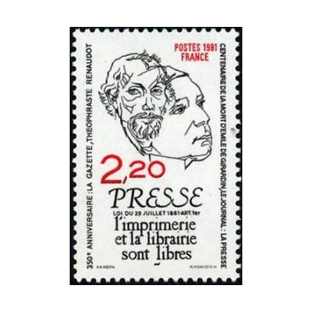 Timbre Yvert No 2143 Presse, portraits T. Renaudot et E de Girardin